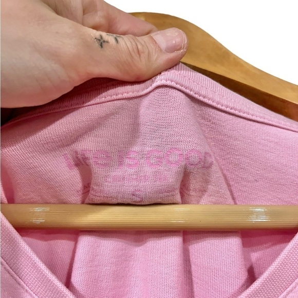 Life Is Good Womens V Neck TShirt Artsy Paint Theme Size Small Pink Outdoors - Picture 4 of 5